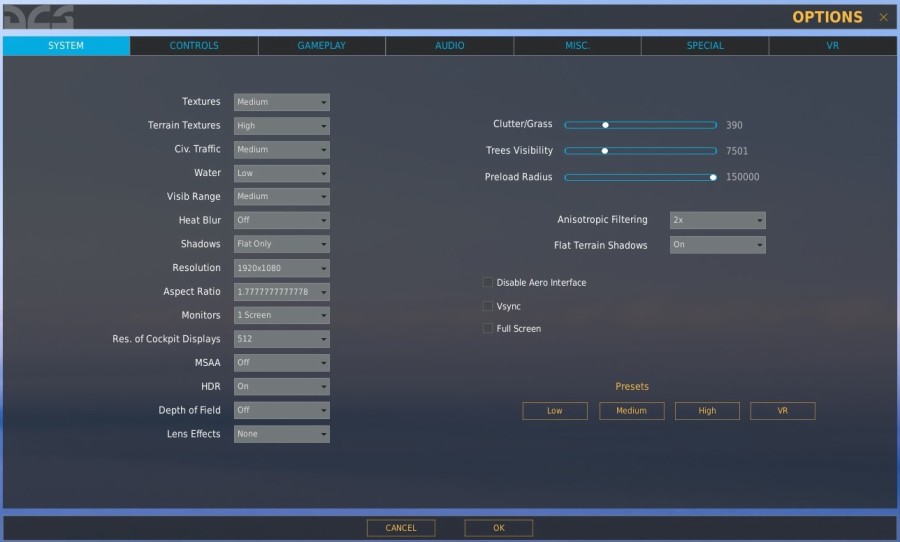 dcs world vr controls